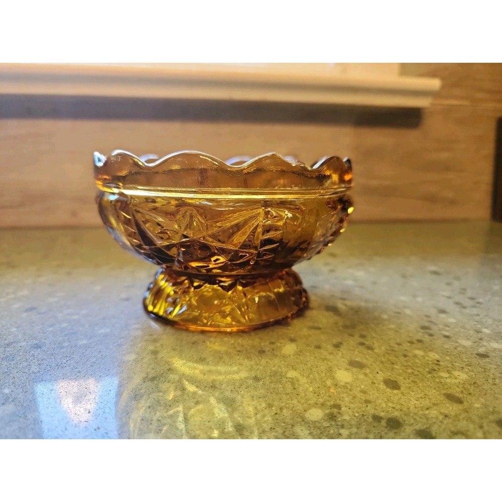 Indiana Glass Amber Stars And Bars Fairy Lamp BASE ONLY PLEASE READ DESCRIPTION